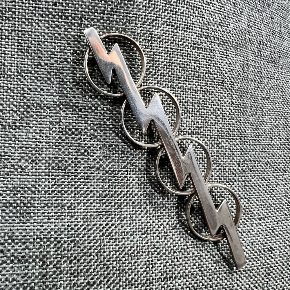 925 Sterling Silver Unisex Brooch Very Stunning and Action Forward 3 1/2 ☑️ - Picture 10 of 11